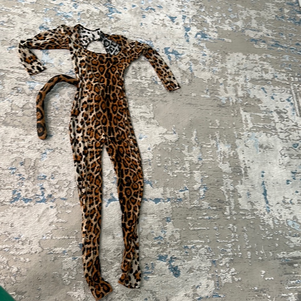 Stretchy cheetah print cat suit